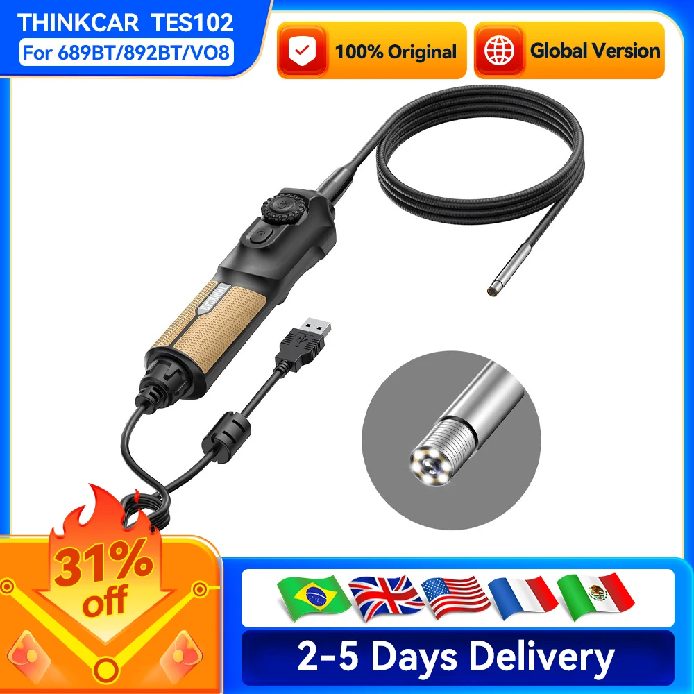 

Видеокамера THINKCAR TES102, USB-видеокамера для инспекций, совместимая с THINKSCAN 689BT, THINKTOOL Mini, MUCAR 892BT, MUCAR VO7S/VO8