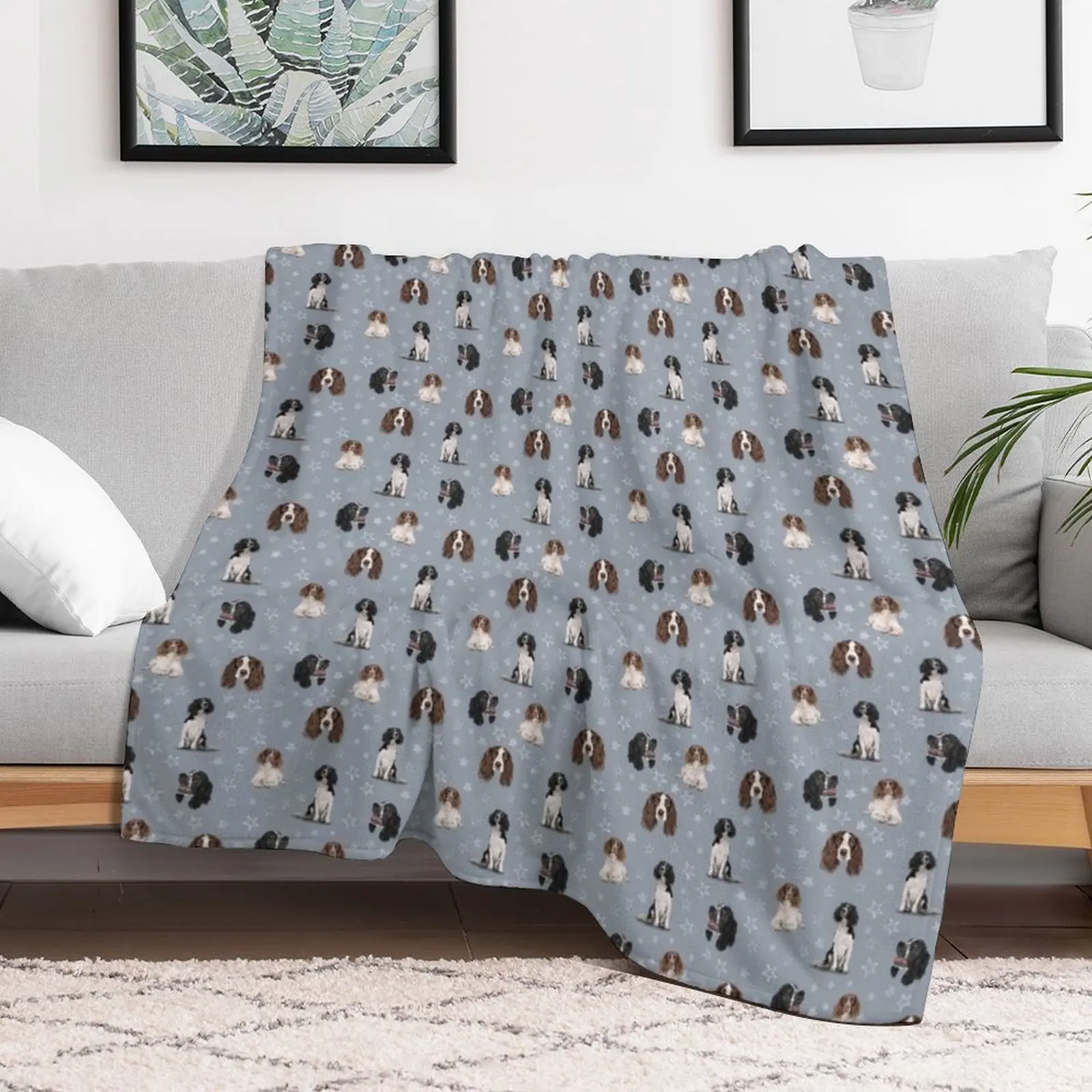 

The Springer Spaniel Blue Throw Blanket Giant Sofa Bed Fashionable For Baby Luxury Throw Blankets
