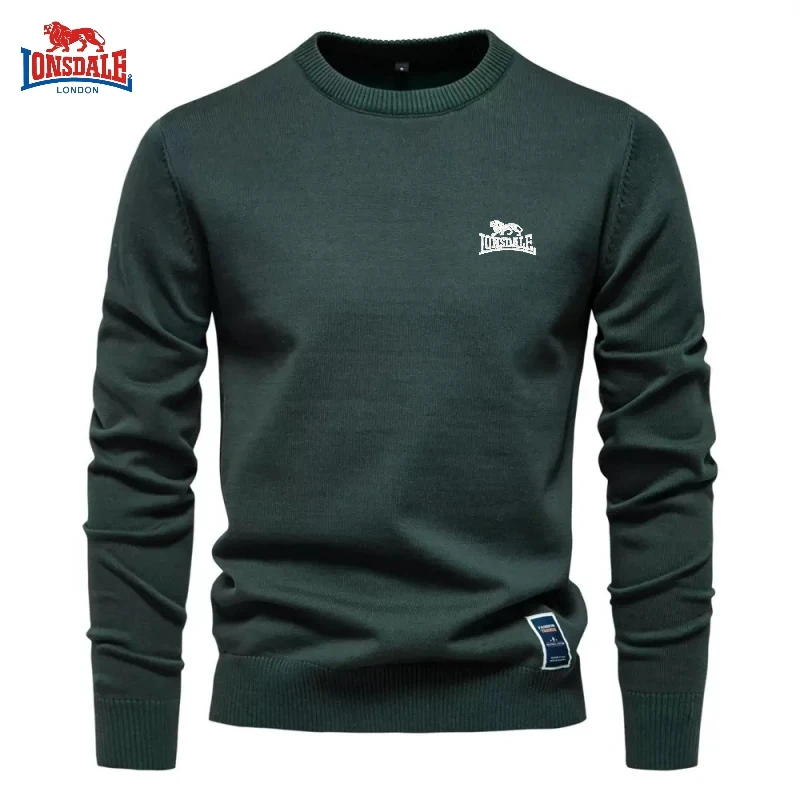 

LONSDALE Новый мужской высококачественный свитер с длинным рукавом и круглым вырезом, вязаный свитер, осень/зима, модные модные повседневные универсальные футболки