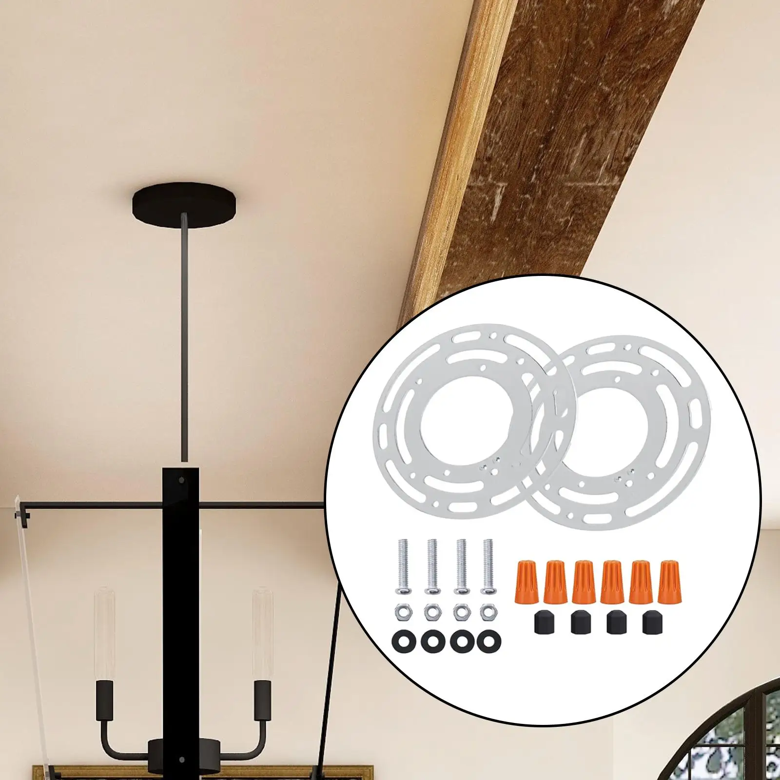 

Ceiling Light Fixture Mounting Bracket Lightweight Round Wall Sconce Ceiling Light Durable Iron Crossbar Plate with Screw