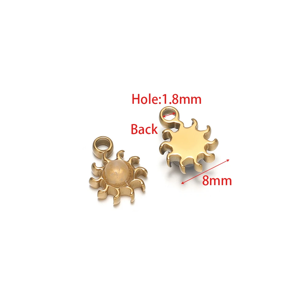 5 Stück Edelstahl Naturstein Sonnenblumen-Anhänger Halsketten-Charms für DIY Mode-Armband Ohrringe Material Schmuckherstellung – Detail 1