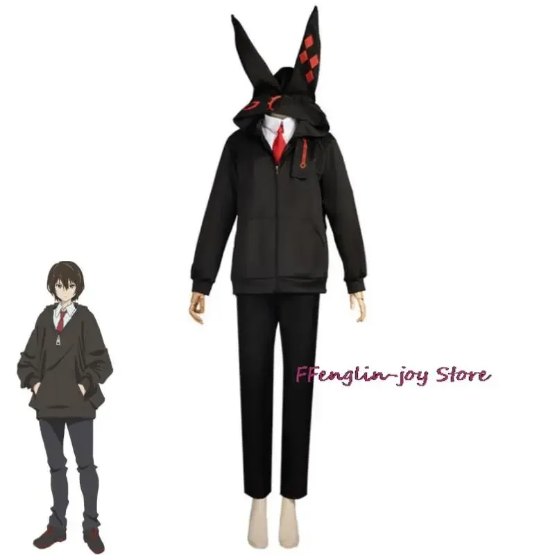 

Anime Kurabe Teruto Build Divide -#000000（Code：Black）- Cosplay Costume Black Coat With Long Ear Zip Hoodies Halloween Suit