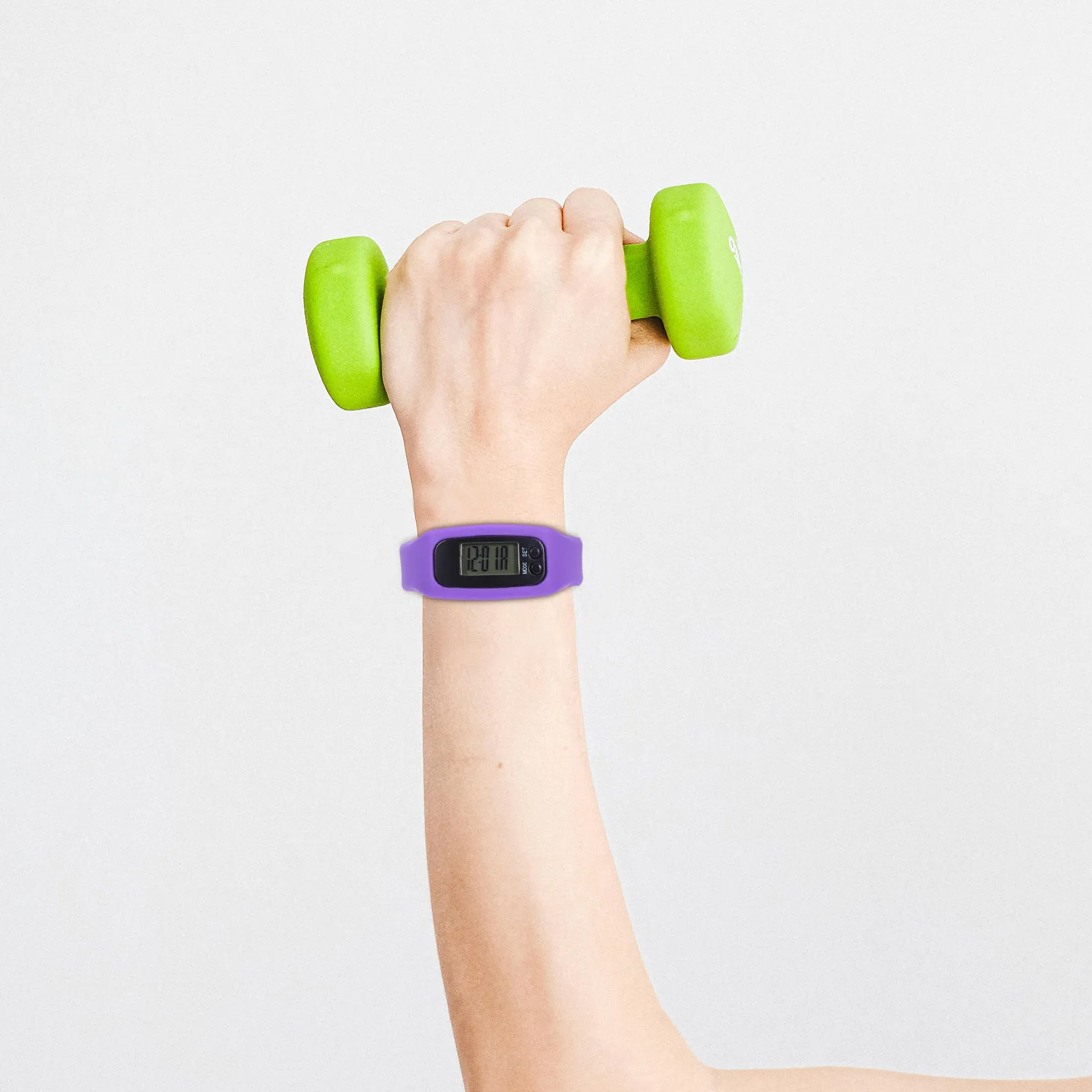LED Multi Function Pedometer Sports Watch Purple Calorie Monitor Waterproof Electronic Pedometer Bracelet for Outdoor Fitness