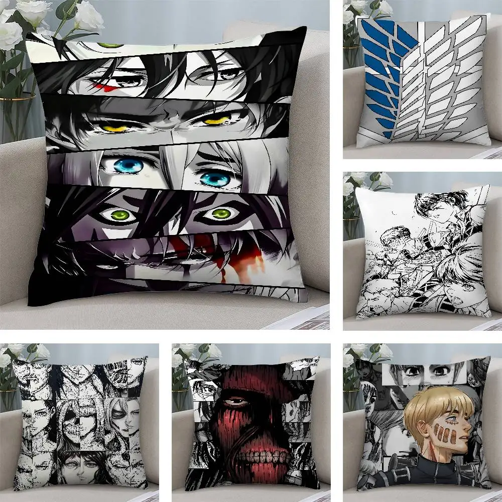 Anime A-Attacks on T-Titans Pillow Case Short plush Double-sided Print Square Throw Pillow Covers Sofa Home Cushion Decor