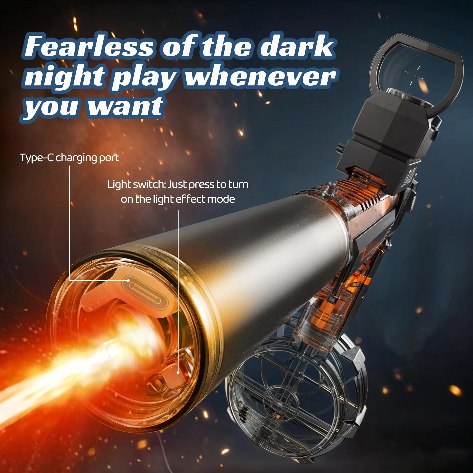 구멍 플래시가있는 자동 전기 물총, 성인을위한 강력한 물총 권총 어린이 여름 야외 수영장 해변 파티 장난감