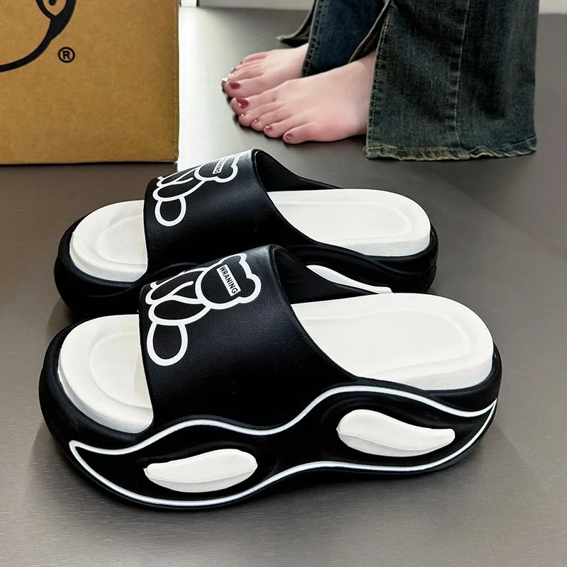 

Summer Women's Platform Heeled SlippersLight EVA Slides Shoes Outdoor CasualSlippers Trend Cartoon Bears High HeelsSlippers