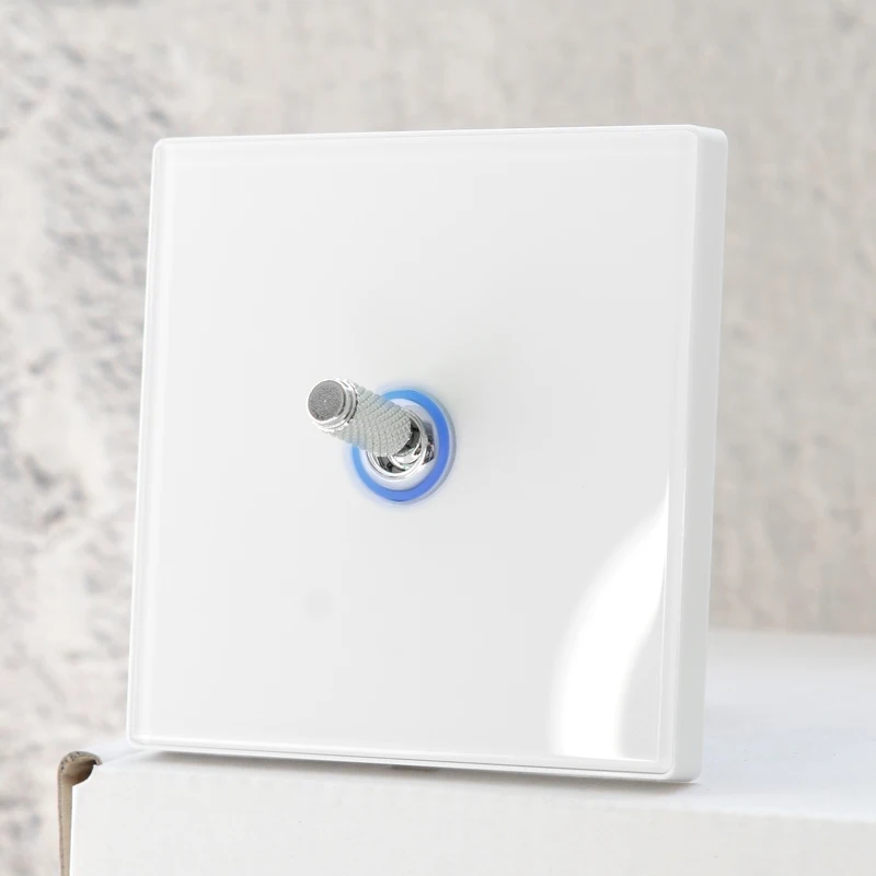 Wall Switch Light 220V  Glass Panel Knurled lever Toggle Switch EU French Plug Outlet  Dual Usb Power Socket