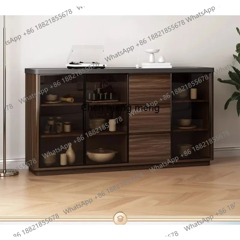 

K153 All solid wood dining side against the wall integrated storage new Chinese retro living room tea cabinet display