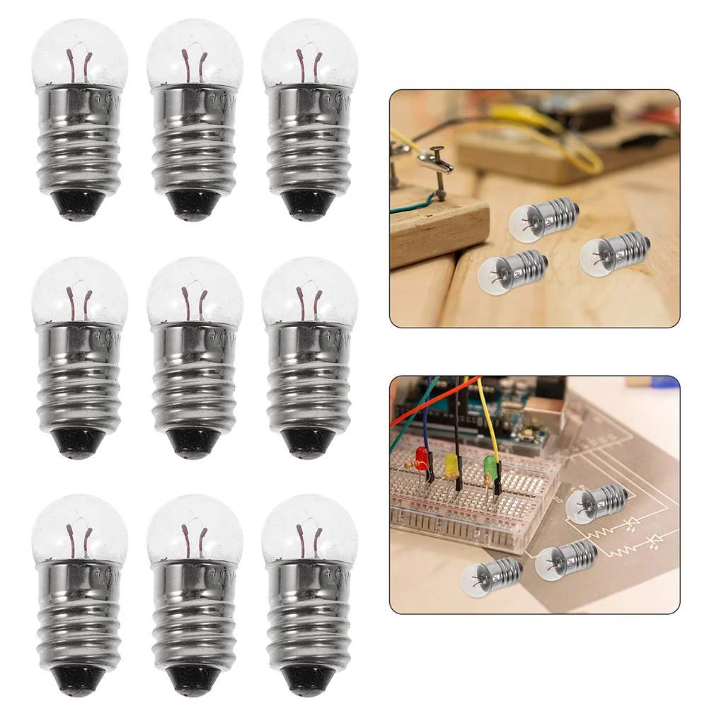 

10Pcs Experiment Lighting Bulbs Mini Bulbs Low Voltage Reliable Filament for Physics Teaching Beginner Electronics Project