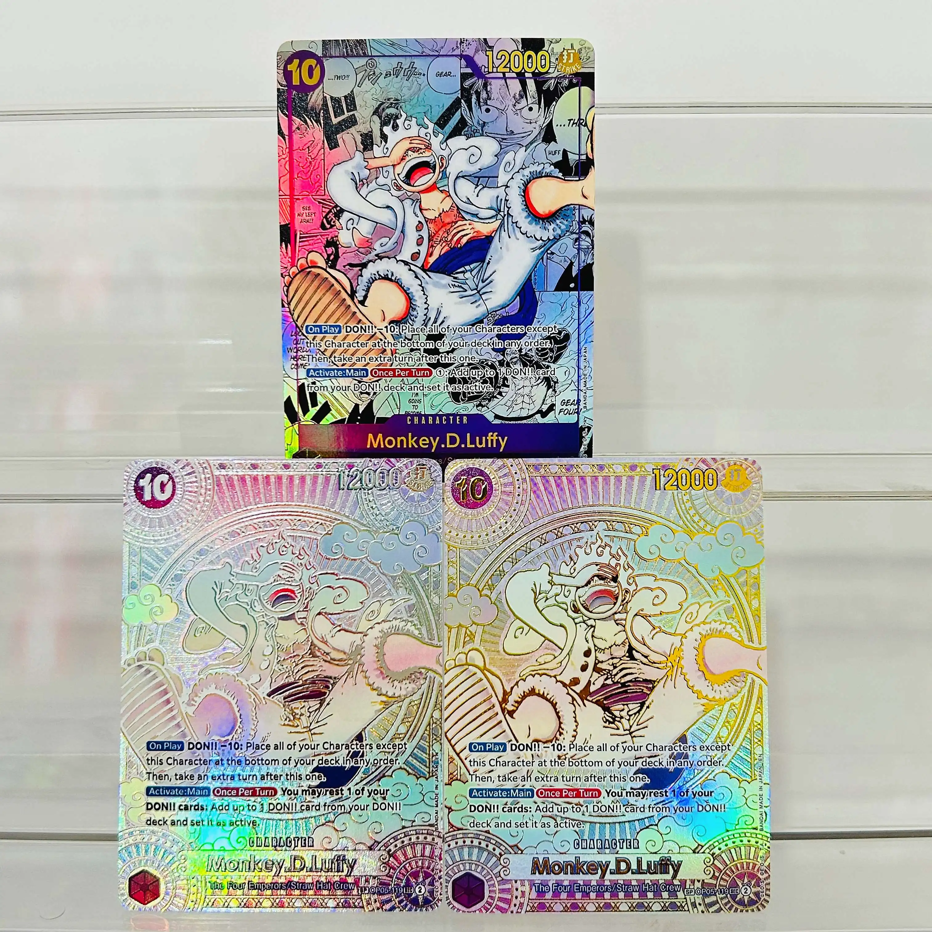 One Piece Monkey.D.Luffy 3Pcs OP05 Character Set Holographic Texture Cards Collectible Grade DIY Premium Anime Collection Card