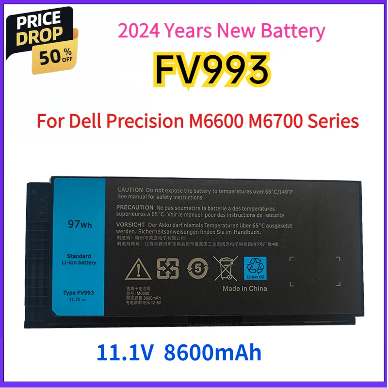 11.1V FV993 Laptop Battery For Dell Precision M6600 M6700 M6800 M4600 M4700 M4800 Series FJJ4W T3NT1 N71FM PG6RC R7PND 3DJH7