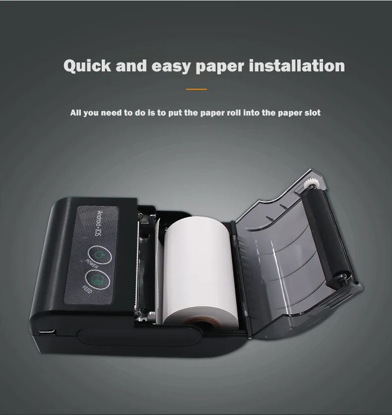 Kompaktowa drukarka termiczna paragonów 58 mm, bezprzewodowa, mobilna drukarka POS do iOS i Android, produkt dostępny od ręki.