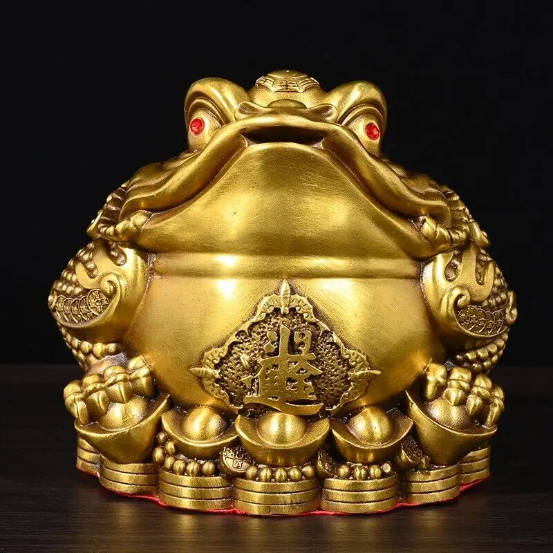 brass sculpture chinese fengshui culture brass fortune money jinchan toad statue