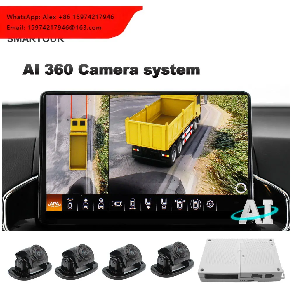 High Quality AHD 1080P 3D 360 Degree Bird's Eye View Reverse Camera System Waterproof Night Vision Bus Truck Parking Assist