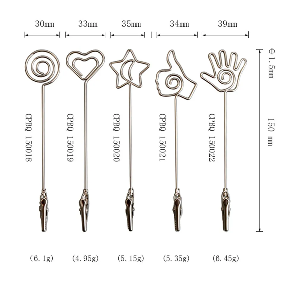 10Pcs Double Ended Photo Holder Memo Clip for Office Home Table Card Name Menu Display Wedding Engagement Party Supplies Silver