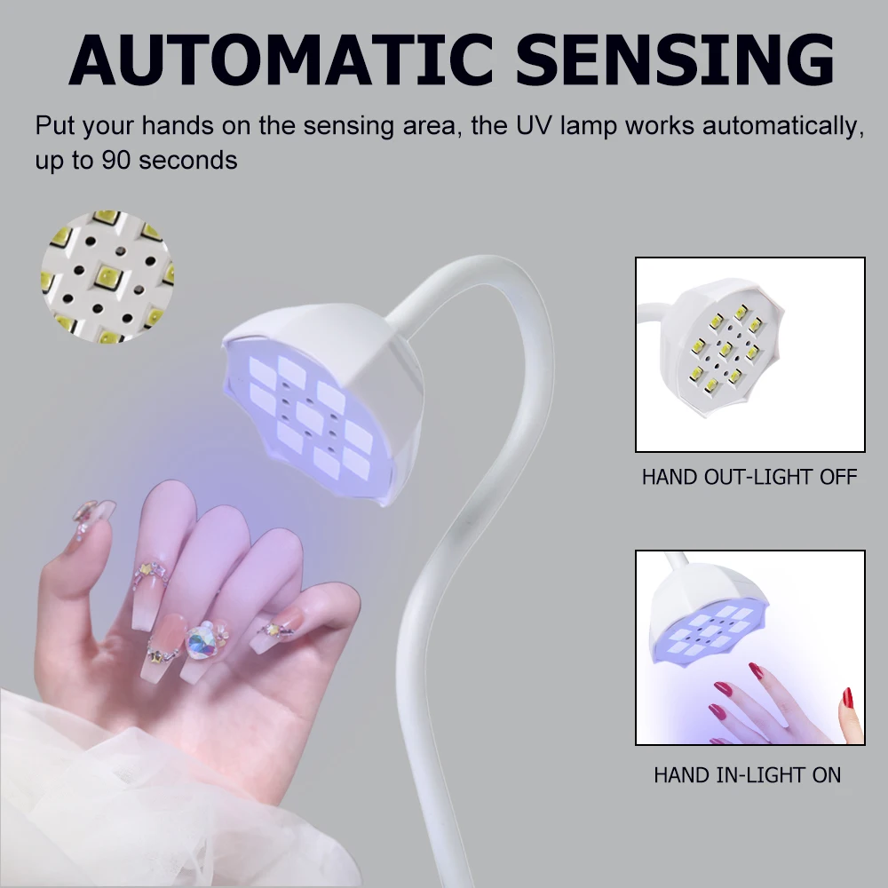 Professional Nail Dryer Rechargeable UV LED Lamp for Gel Polish Curing, Auto Sensor Nail Lamp, Home Salon Manicure Pedicure Tool