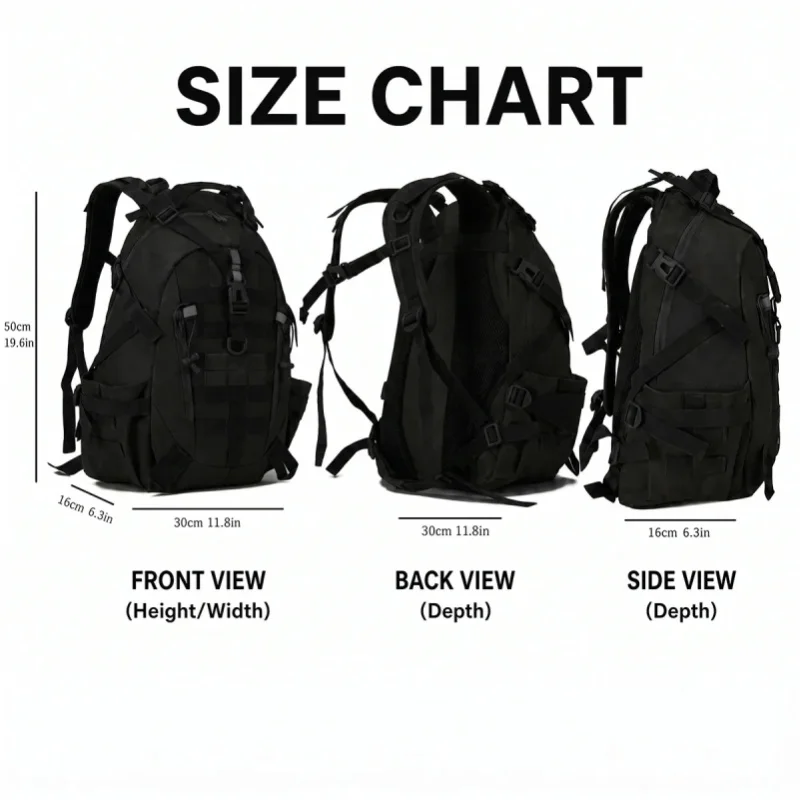 35L Herren-Taktikrucksack mit reflektierenden Streifen, modularem MOLLE-Ladesystem, für den Alltag, Pendeln, Fitness, Reisen, Camping, Wandern, Trekking, Outdoor-Aufbewahrung, Schultertasche