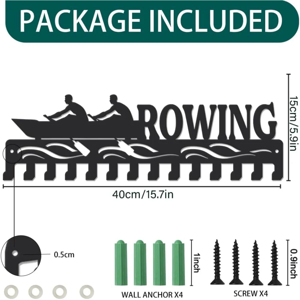 Rowing Medal Holder Rowing Race Hanger Display Metal Hanger Rack with Hooks Rowing Medal Hanging Decor Wall Mount