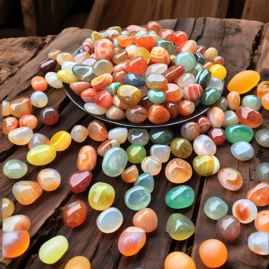 100/200/500g Random Color Polished Pebbles 1-1.6cm Size Smooth Decorative Stones Gardening Decor Landscape Rainflower Stones ZYF