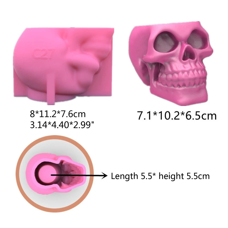 3D Skull Flowerpot Epoxy Resin Mold Succulents Plant Pot Concrete Plaster Silicone Mould DIY Crafts Mold Y08E