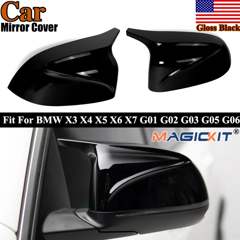 Накладка на зеркало Magickit для BMW X3 G01 X4 G02 X5 G05 X6 G06 X7 G07 в стиле M, глянцевая черная накладка на боковые зеркала заднего вида автомобиля