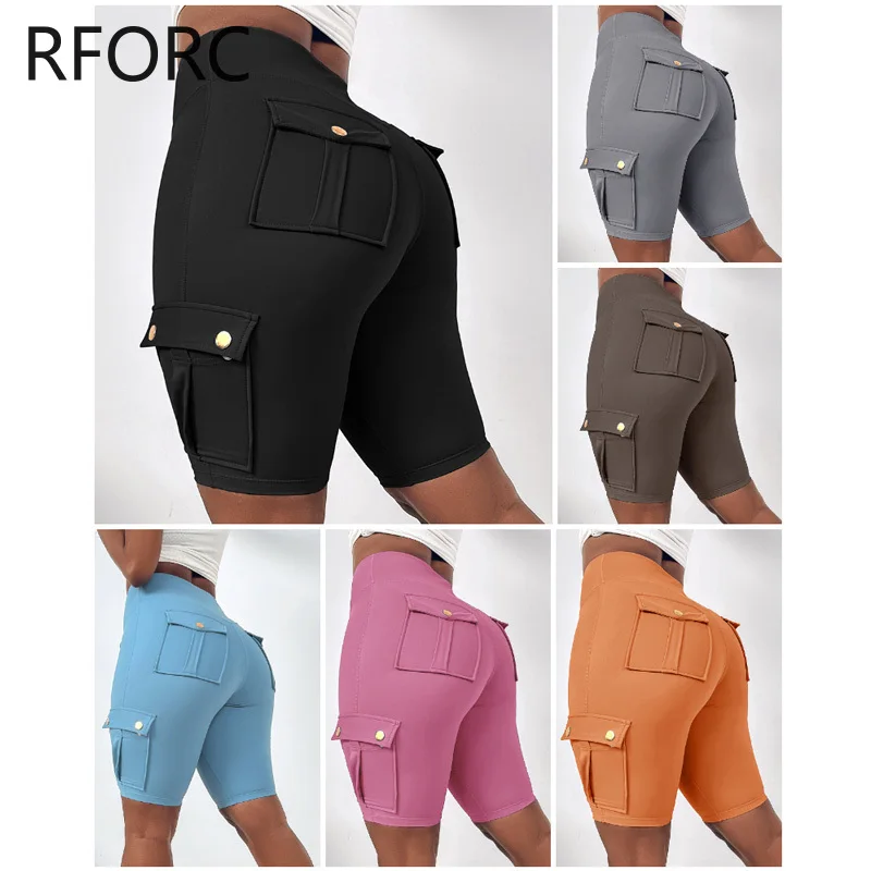 

2024 Women Ruched Quick Dry Pocket Design Sports Yoga Shorts