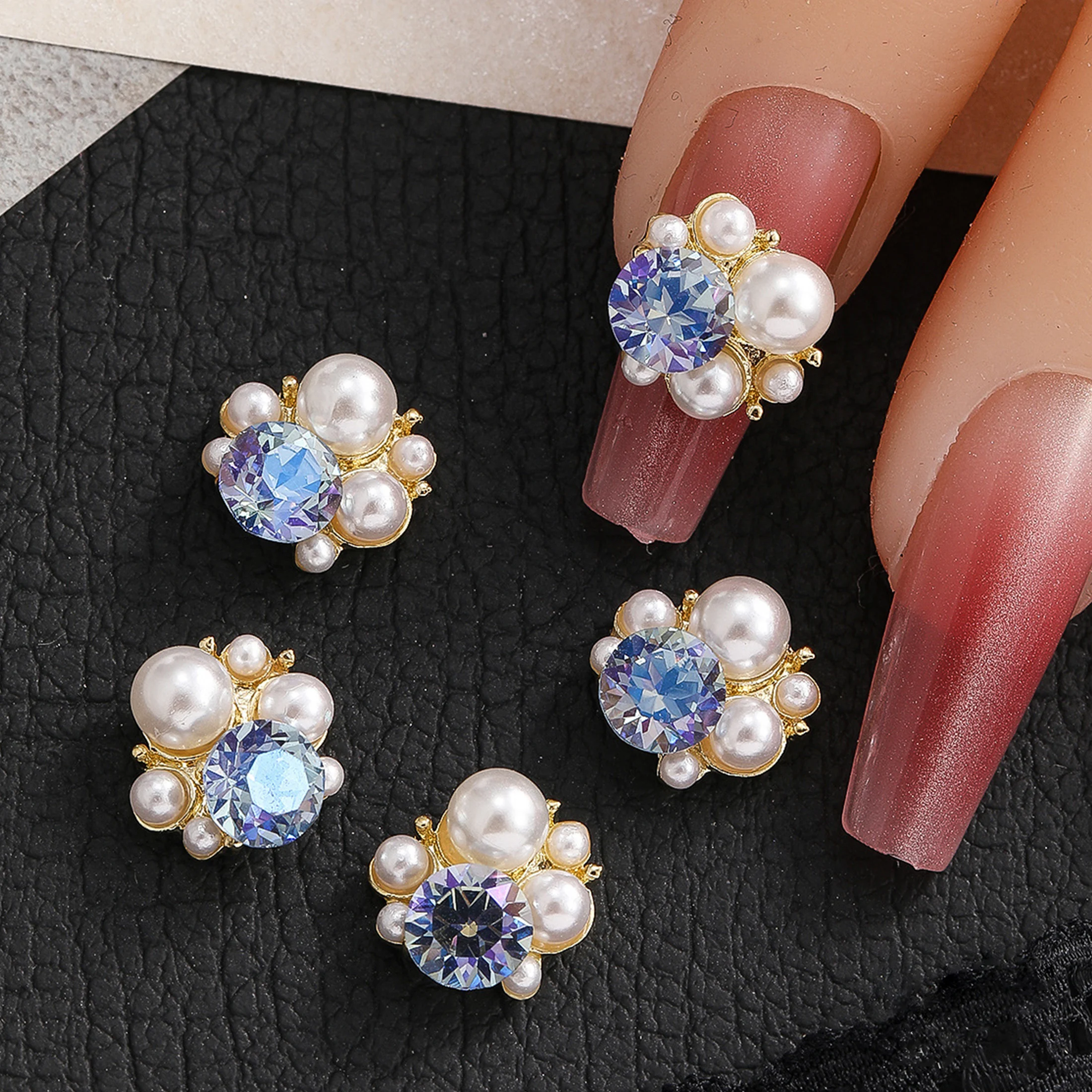 5 قطعة ثلاثية الأبعاد مكدسة مسمار الفن حجر الراين اللؤلؤ حُليات المجوهرات أجزاء اكسسوارات ل مانيكير الأظافر لوازم الديكور المواد #6
