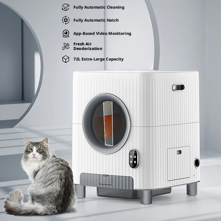 Elecpet Large Capacity 72L Fully Automatic Smart Cat Litter Box Ventilated Deodorizing Quiet Operation Easy Clean TUYA APP Video