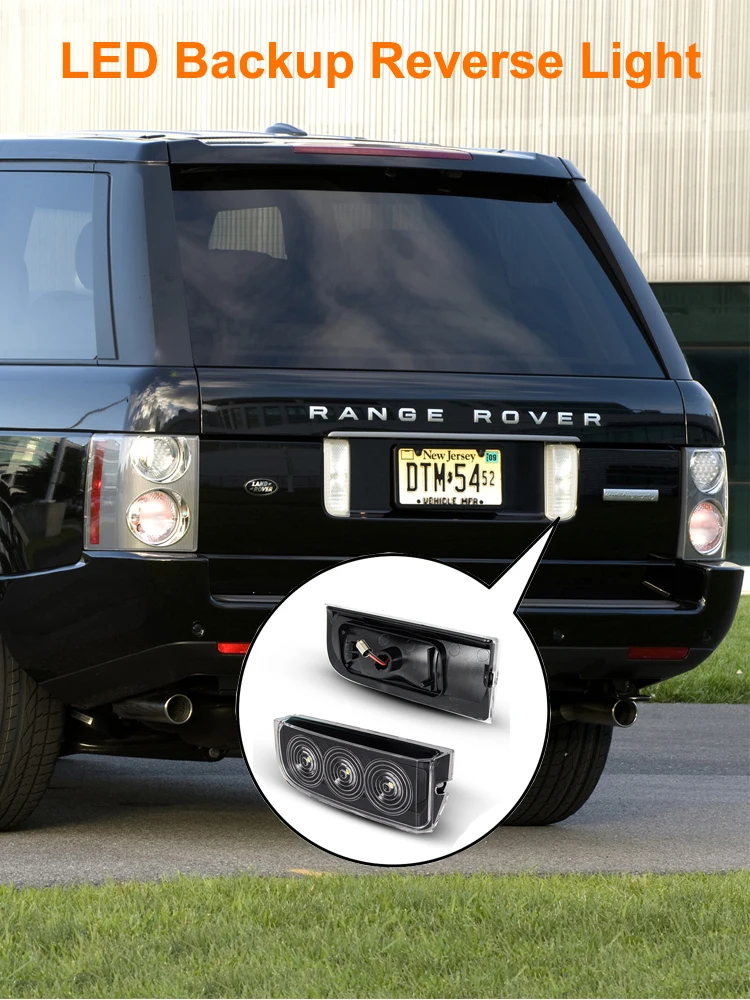 For Land Rover Range Rover L322 Rear Backup Reverse License Plate Light Lamps Set Xfd000043 Xfd000053 White