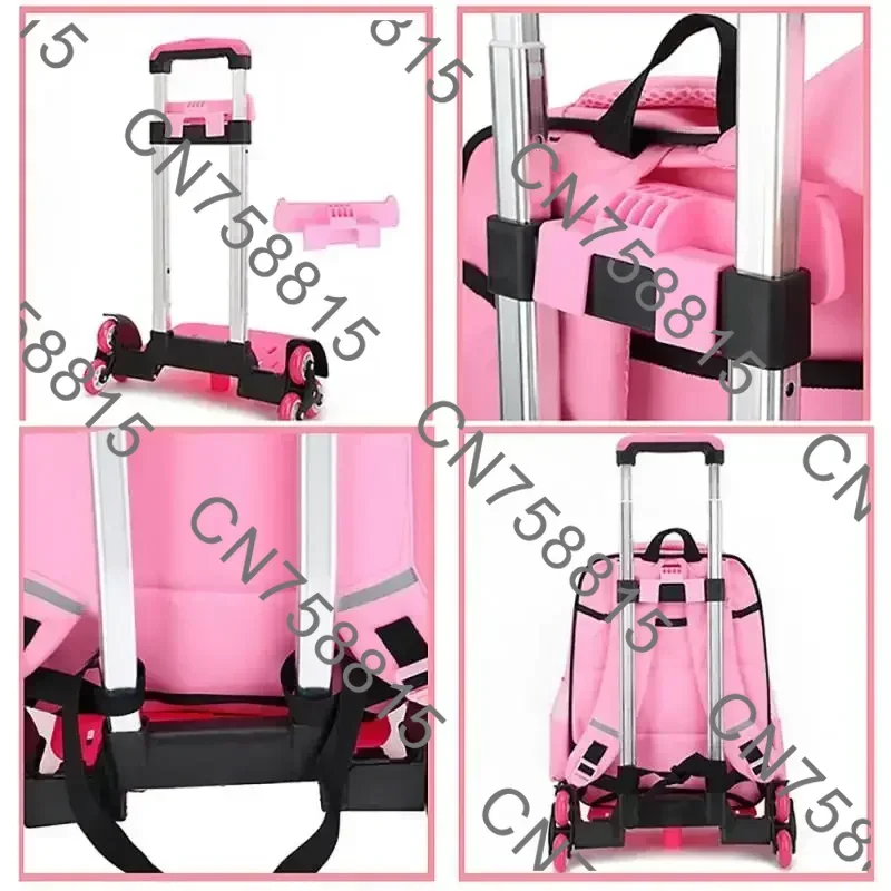 For Backpack And School Bag Luggage Bag for Kid,6 Wheels Expandable Rod Aluminum alloy Pull Rod Bracket Roll Cart Kid Trolley