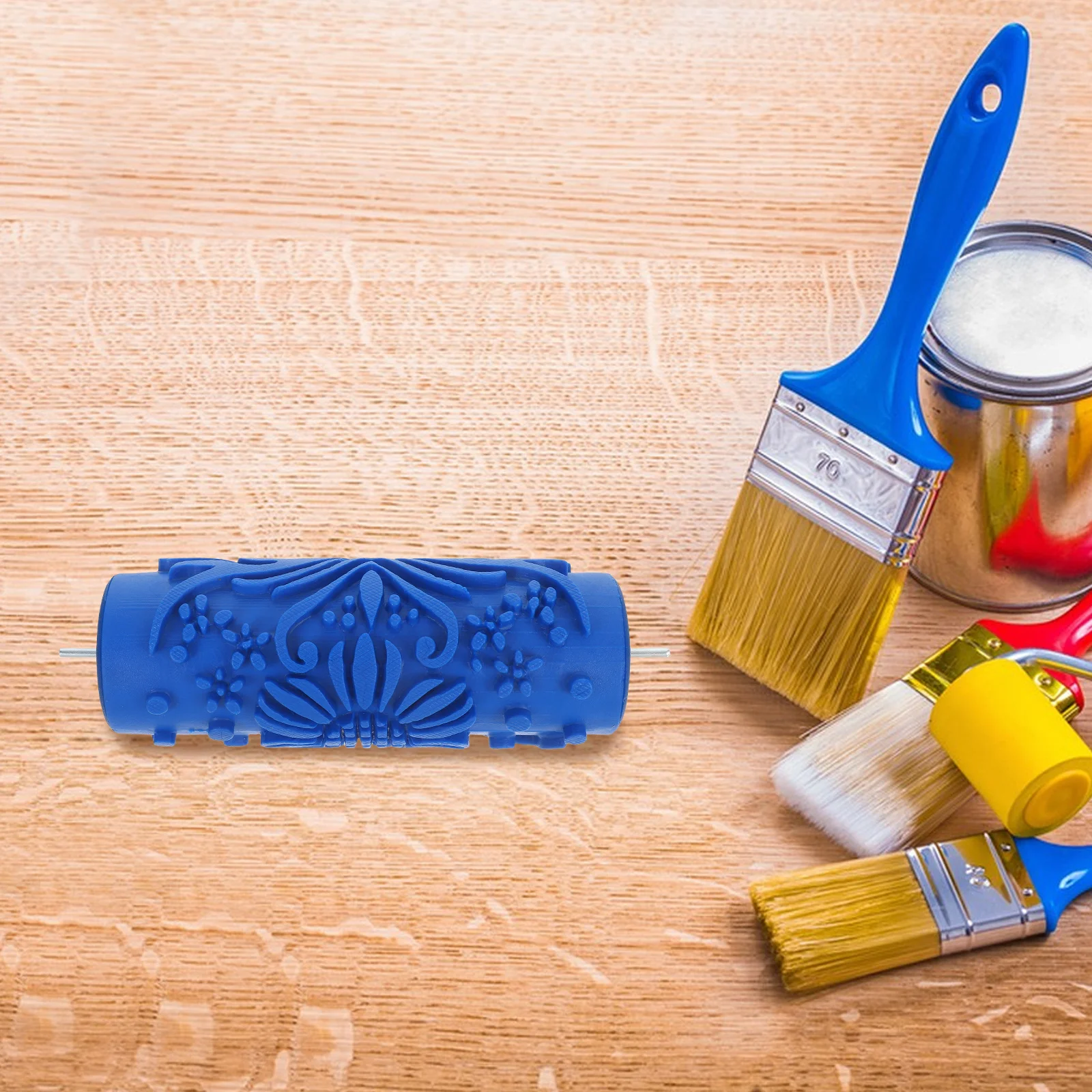 

Patterned Roller: Flower Design Texture Embossing Rubber For Diy Home Decoration, Textured Wall Paint Tool, Wallpaper Smoother,