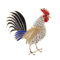 Vintage Rhinestone Enamel Rooster Brooches For Women Men Creative Fashion Chicken Brooch Lapel Pins Casual Party Jewelry Gifts