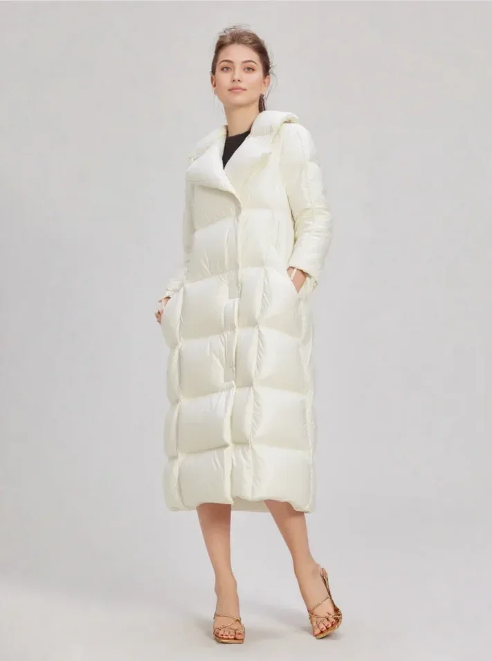 

Fashion Warm 90 White Duck Downs Coat Large Lapel Loose Women Thickened Down Jacket Winter New High Quality Puff Puffer Parker