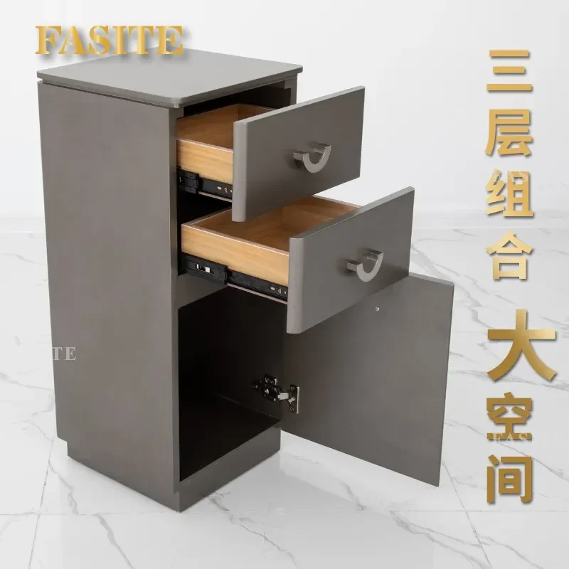 For Barber Shop Tool Cabinet Hair Storage Cart with Drawers Wooden Rolling Trolley for Hair Cutting Tools Organization