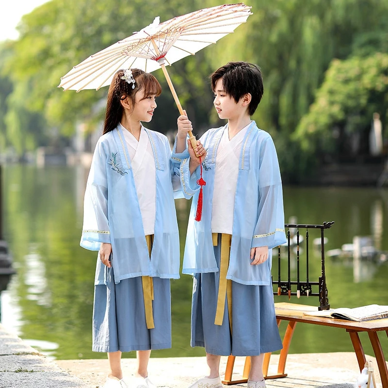 Children's Long-sleeved Three-piece Hanfu Set 2022 New Autumn Style Antique Mid-Autumn Festival Performance Clothes