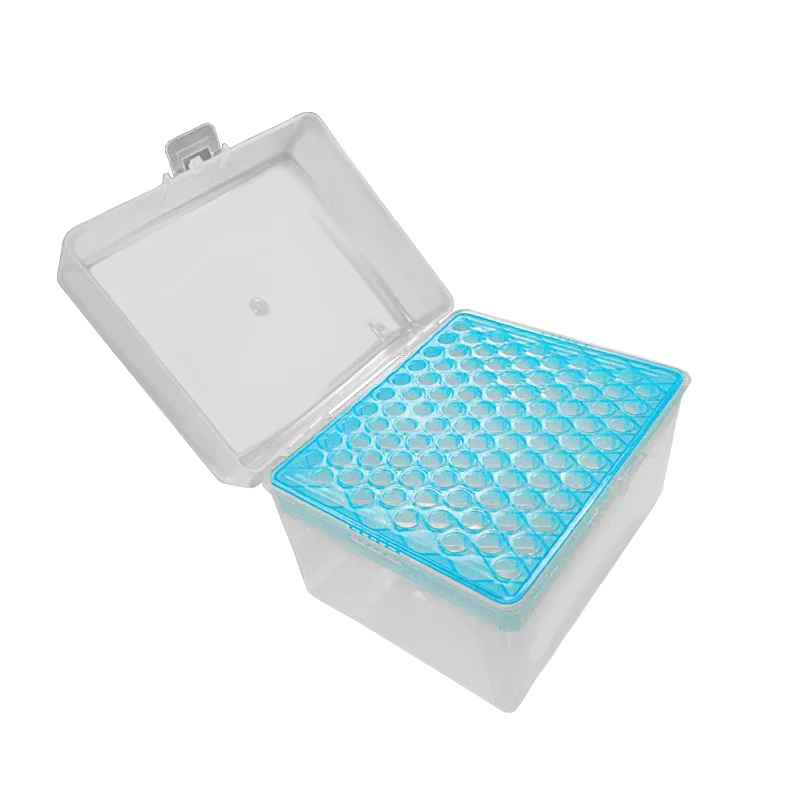 Laboratory Pipette Tip Box 1ml Micropipette Plastic Pipette Box 100 Positions Laboratory Pipettor Tip Holder Box