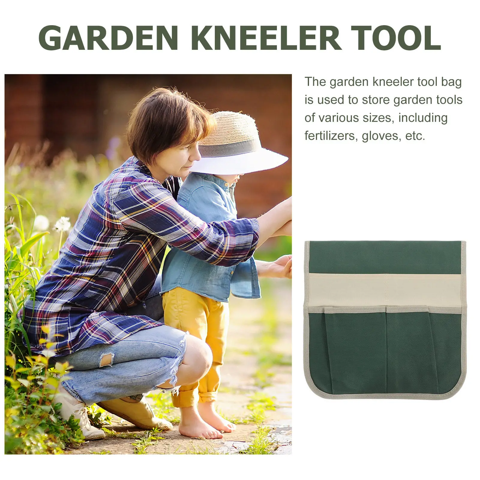Garden Kneeler Tool Bag Large Durable Oxford Cloth Pouch for Gardening Gloves Fertilizers Easy Carry Storage Organizer