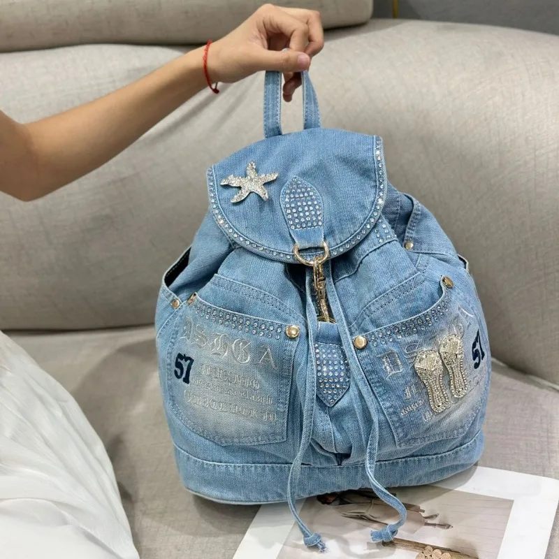 

Denim Kids Backpack for Girl Fashionable Trendy School Bags Casual Versatile Large Capacity Cute Backpacks Designer Bag Mochila