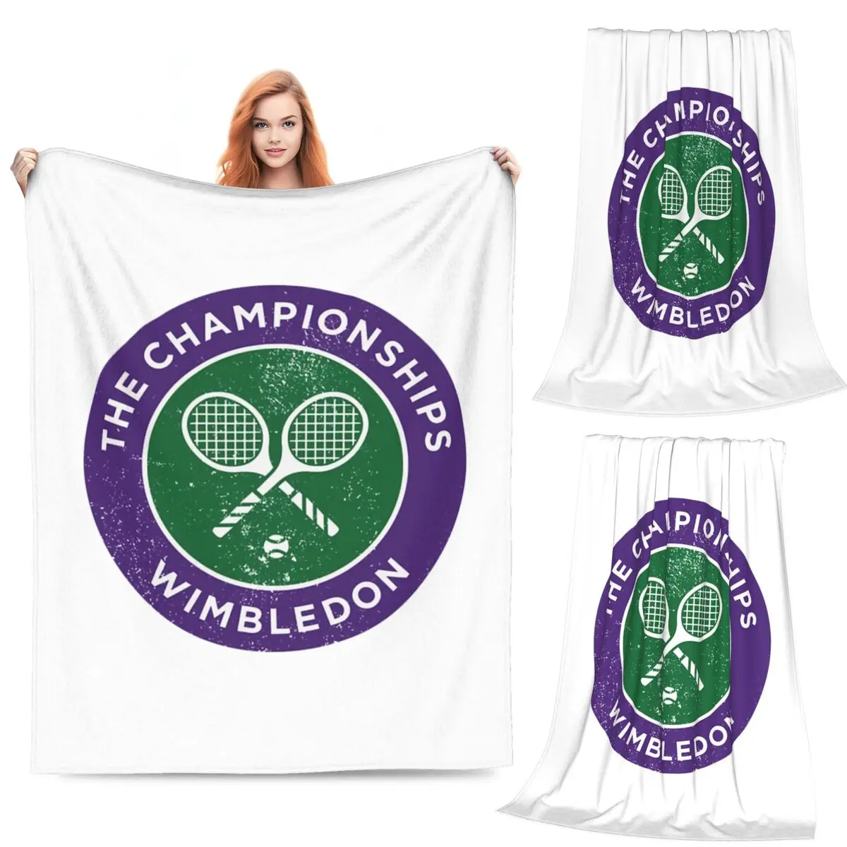 

Tennis Championships Logo Print Blanket Flannel Multi-function Throw Blankets for Home Bedroom Travel Throws Bedspread Quilt