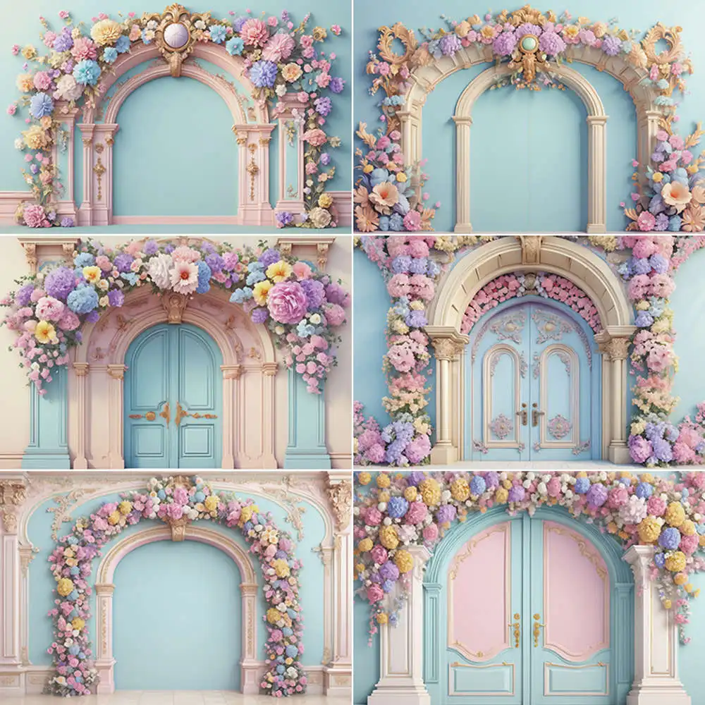 MOON.QG  Floral Flowers Arch Backdrop for Photography Wedding Birthday Party Studio Background for Photoshoot Custom Back Drop