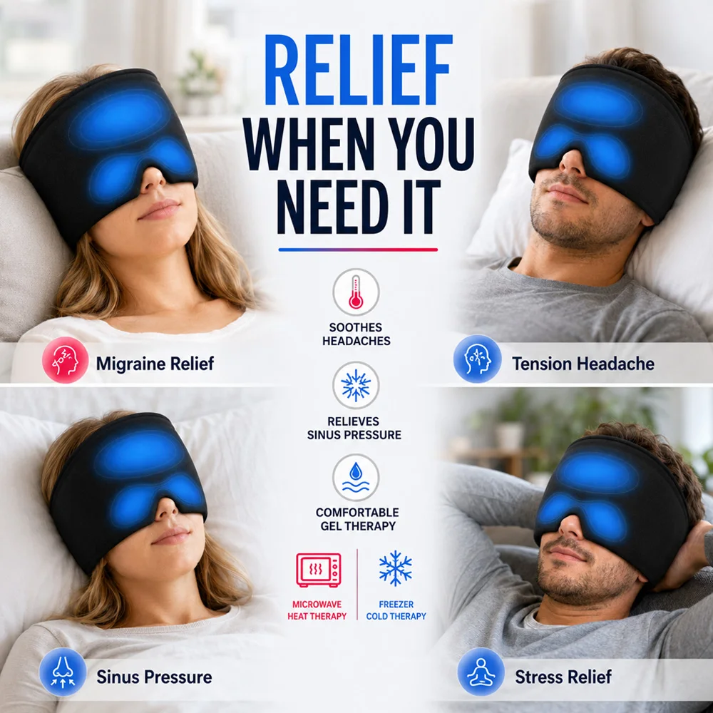 Hot Cold Therapy Gel Ice Cap Migraine Relief Hat Headache Cooling Wrap  Sleep Eye Mask for Puffy Eyes Tension Stress Relaxation - AliExpress 66