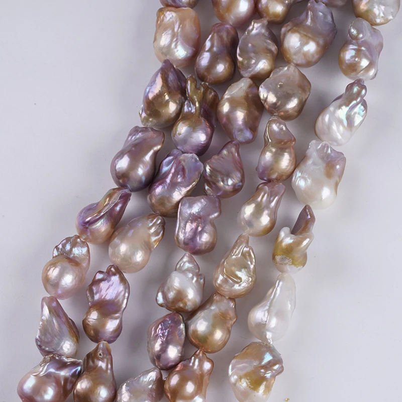 14-18Mm Purple Baroque Pearl String Loose Beads With Through-Hole Beading Accessories
