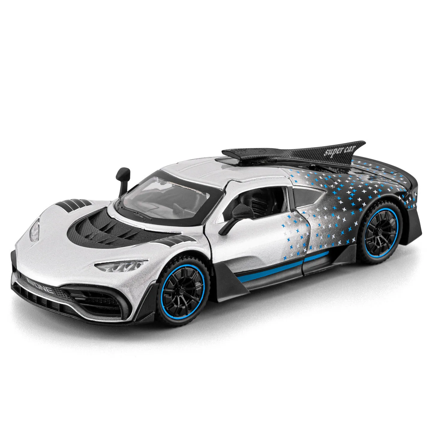 1:32 ONE alloy car model pull back sound and light small portable table, play with car decoration parent-child gift