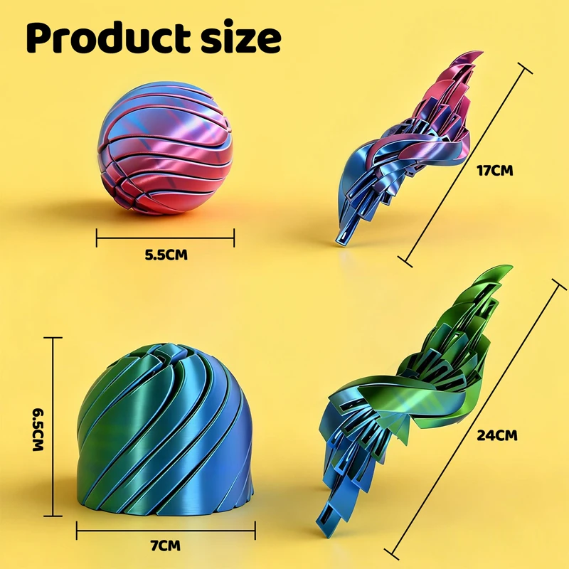 3D Printed Twist Sphere Fidget Ball Gradient Liquid Flow Rotating Gear Fidget Toy Stress Anxiety Relief Sensory Toy for Adults image 6