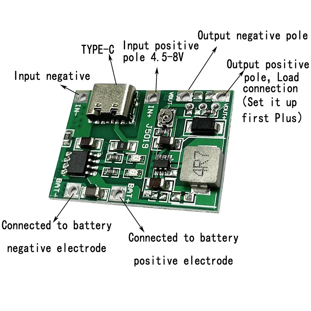 Type C Micro USB 3.7V to 9V 5V 2A Adjustable Step Up 18650 Lithium Battery Charging Discharge Integrated Module