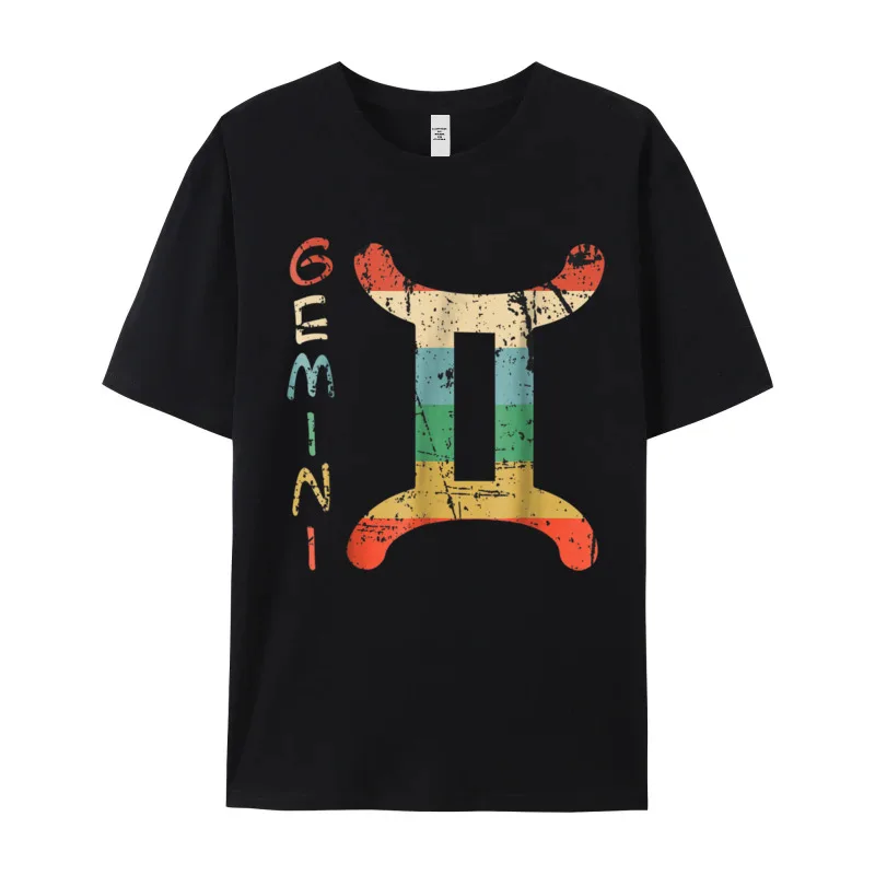 Gemini Zodiac Shirt Funny Vintage Premium Cotton T Shirt Dad Short Sleeve Tees Family VALENTINE DAY O-Neck T-shirts Casual