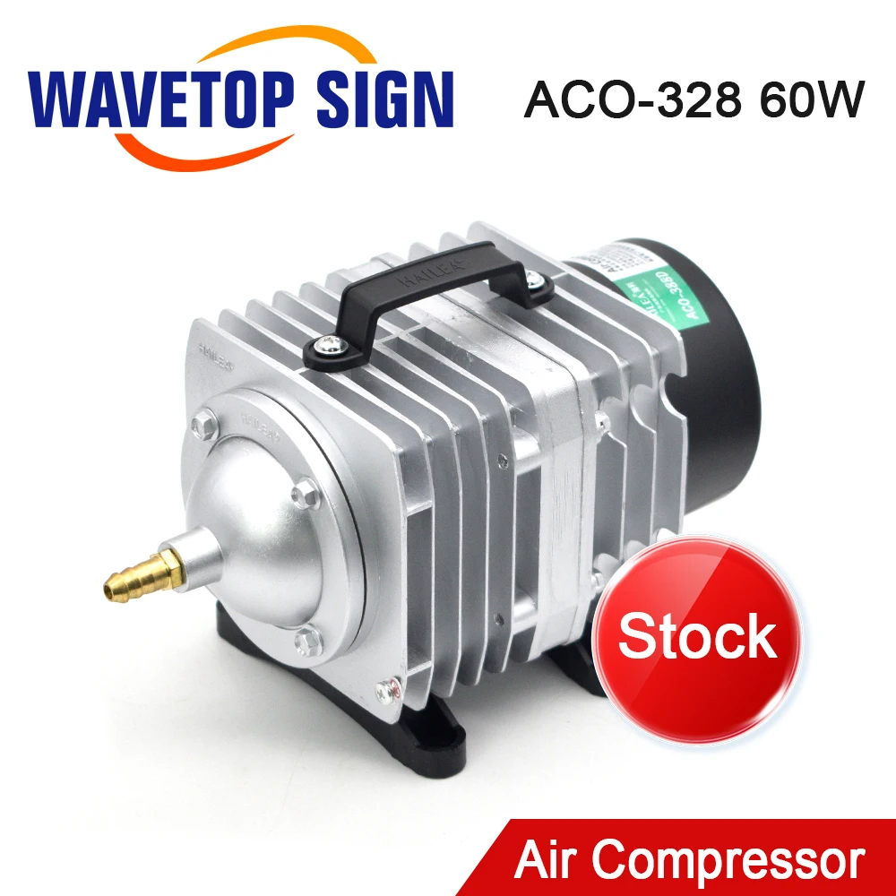 

Электрический магнитный воздушный компрессор WaveTopSign Stock 60W ACO-328 для лазерных гравировальных и режущих станков с CO2