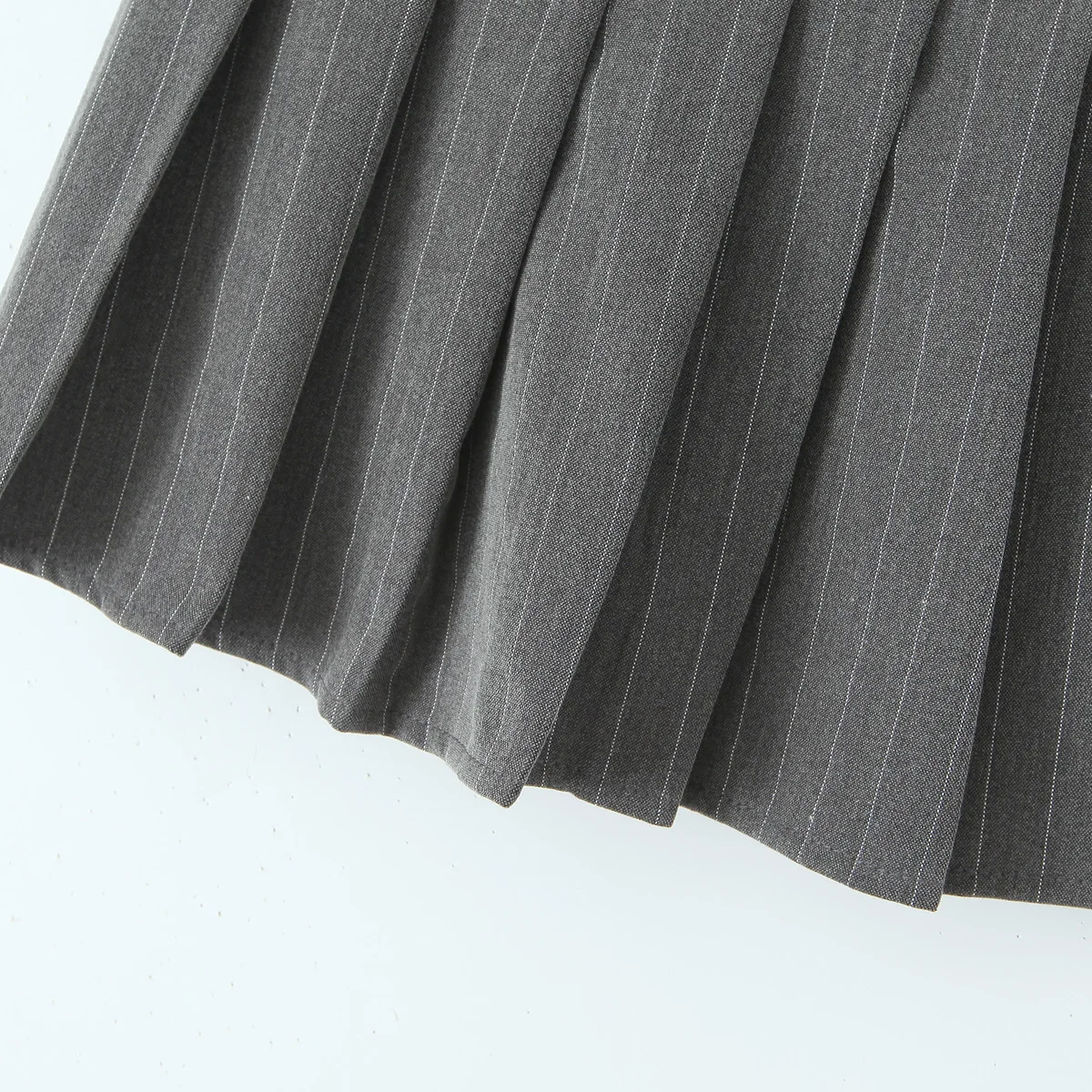 Y2K Grey Striped Print Side 3 Buttons Pleated Mini Skirt Sexy Low Waist Short Skater Skirts
