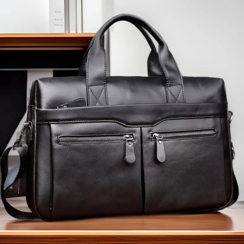 Borsa per laptop in vera pelle da lavoro grande per uomo Valigetta grande in vera pelle Borsa a tracolla o a tracolla da uomo multifunzionale