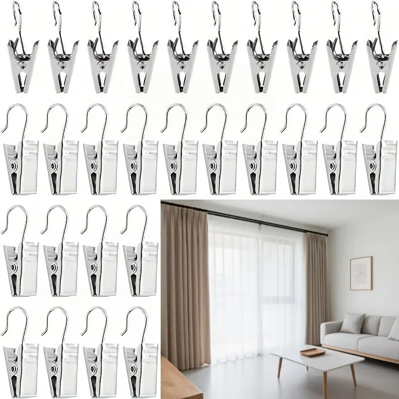 Strong Secure Grip Silver Metal Drapery Pins 73 pcs, perfect for Bathroom Shower Curtain, Silver Open-End Design